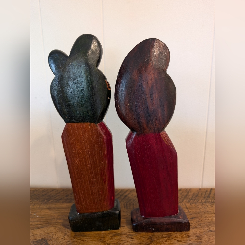 Set of Hand Carved Wooden Andean Motherhood Figurines Folk Art from Ecuador 10" - Picture 4 of 14